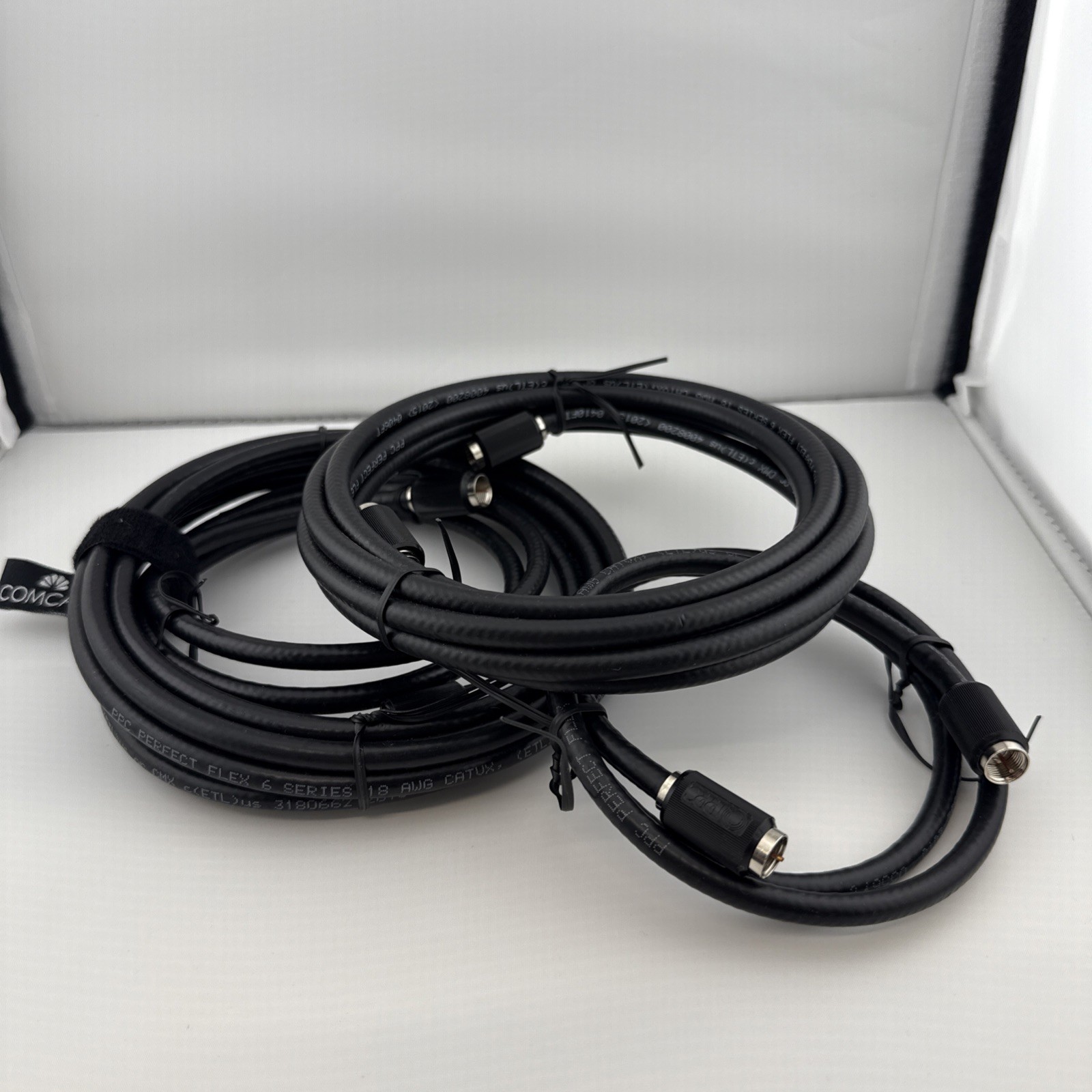 Lot of 3 Coax Comcast Black Cable PPC Perfect Flex 6 Series 18 AWG CATVX NEW