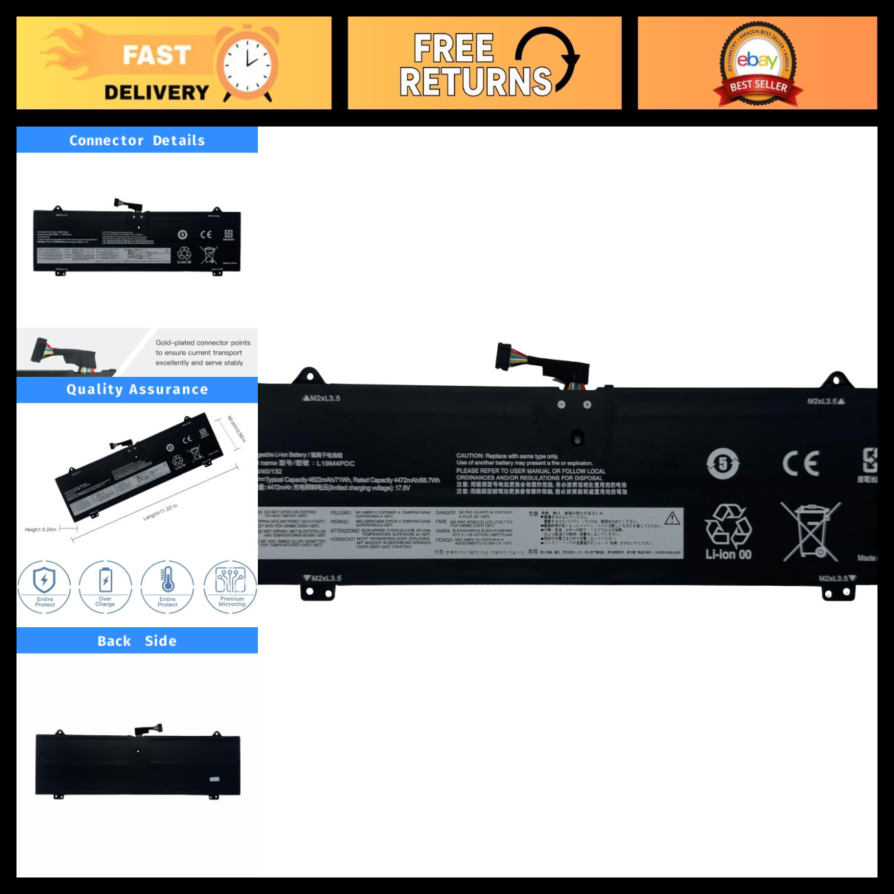 High-Capacity Laptop Battery Replacement for Lenovo Ideapad Yoga 7i 15.36V 71Wh