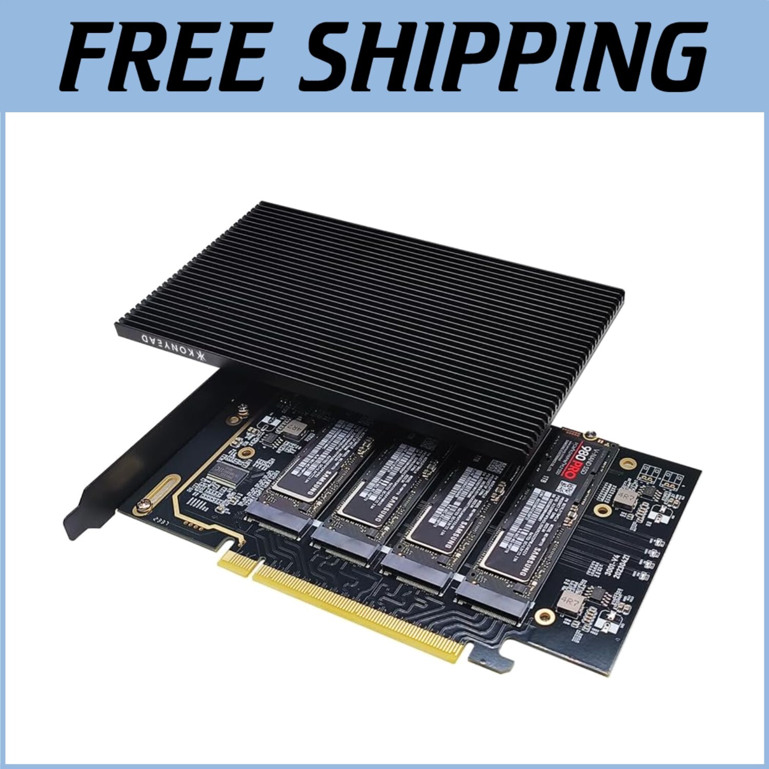 PCIe 4.0 Expansion Card for 4 NVMe M.2 SSDs with Heatsink - High Speed=^