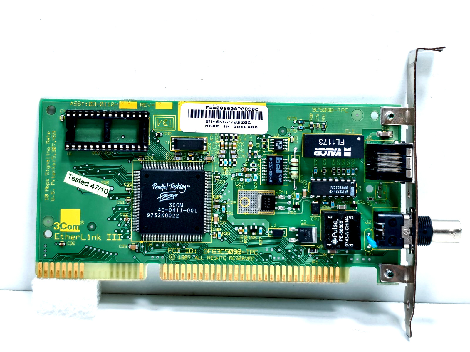 3COM ETHERLINK III 3C509B-COMBO ETHERNET NETWORK CARD FAB: 02-0110-010 REV 03