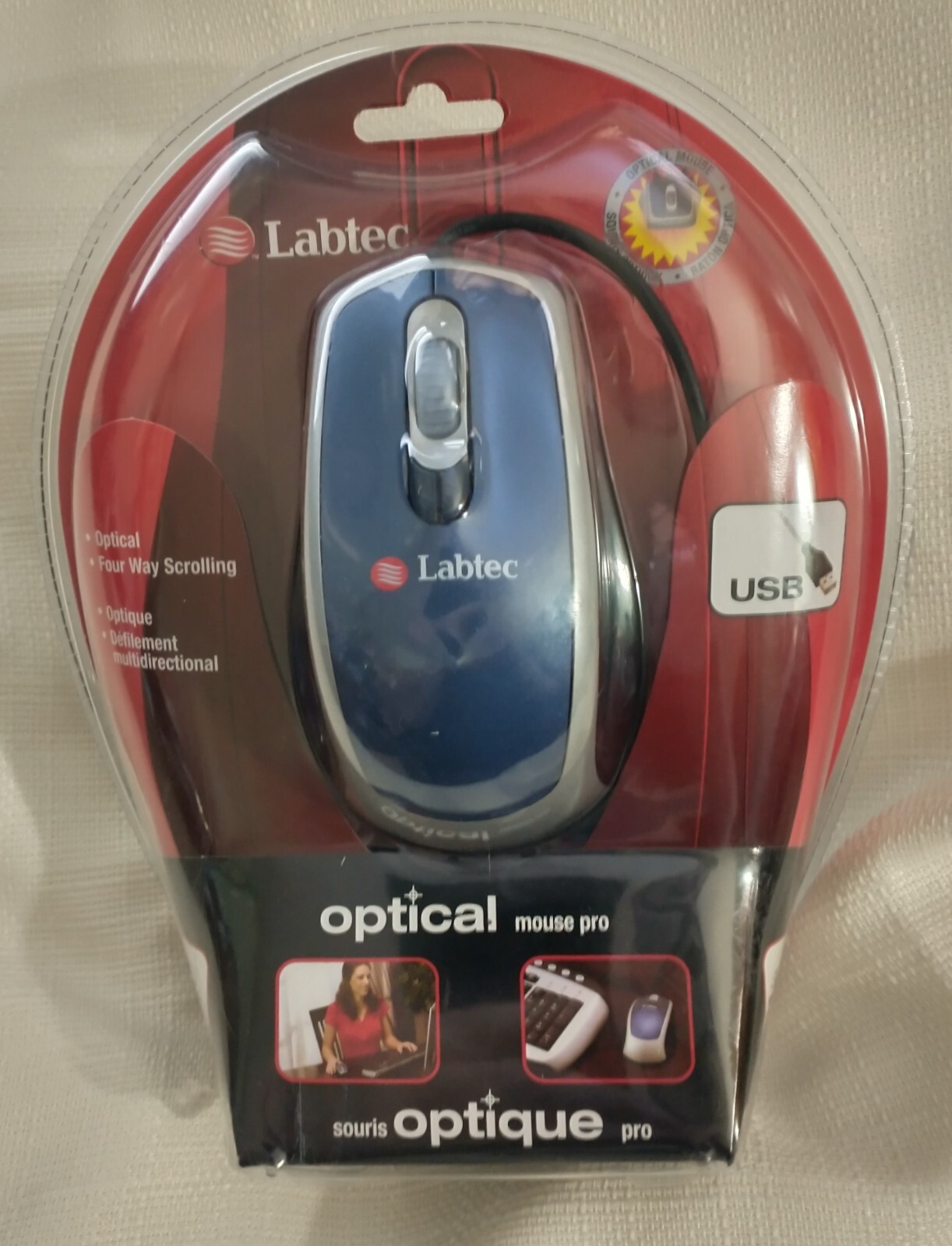 Labtec (931214-0403) Optical Mouse Pro USB Four Way Scrolling/Optical Technology