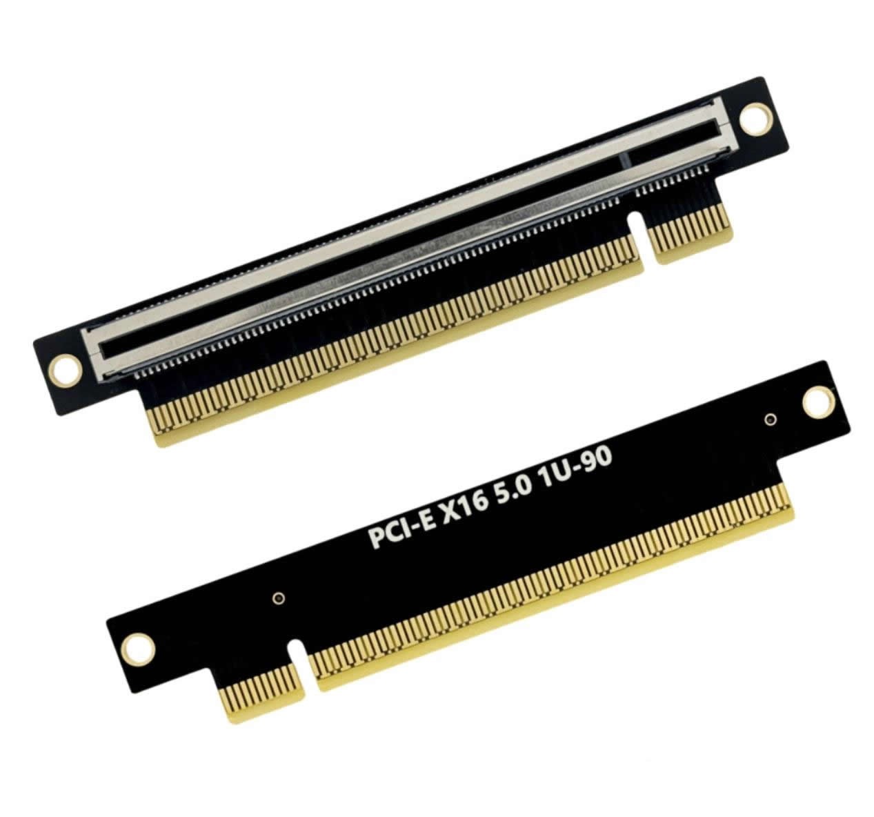 PCIe5.0 X16 PCI-E 164pin Gen5 Right Angle Reverse 90 Riser Adapter for 1U,2U