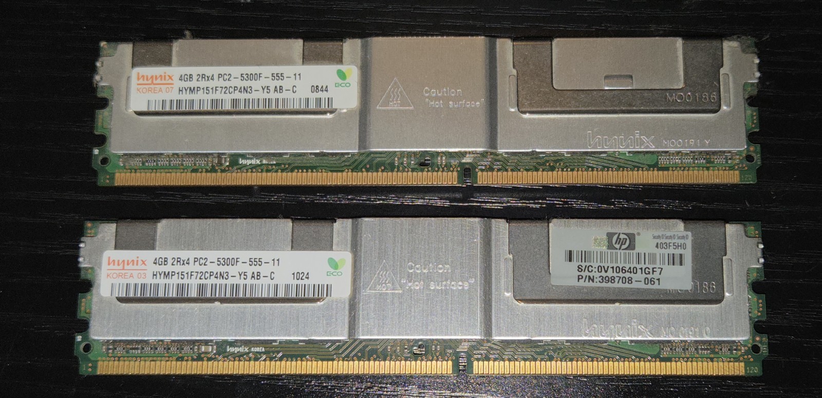 8GB (2X4GB) PC2-5300F DDR2 Fully Buffered Server Memory RAM HYMP151F72CP4N3-Y5
