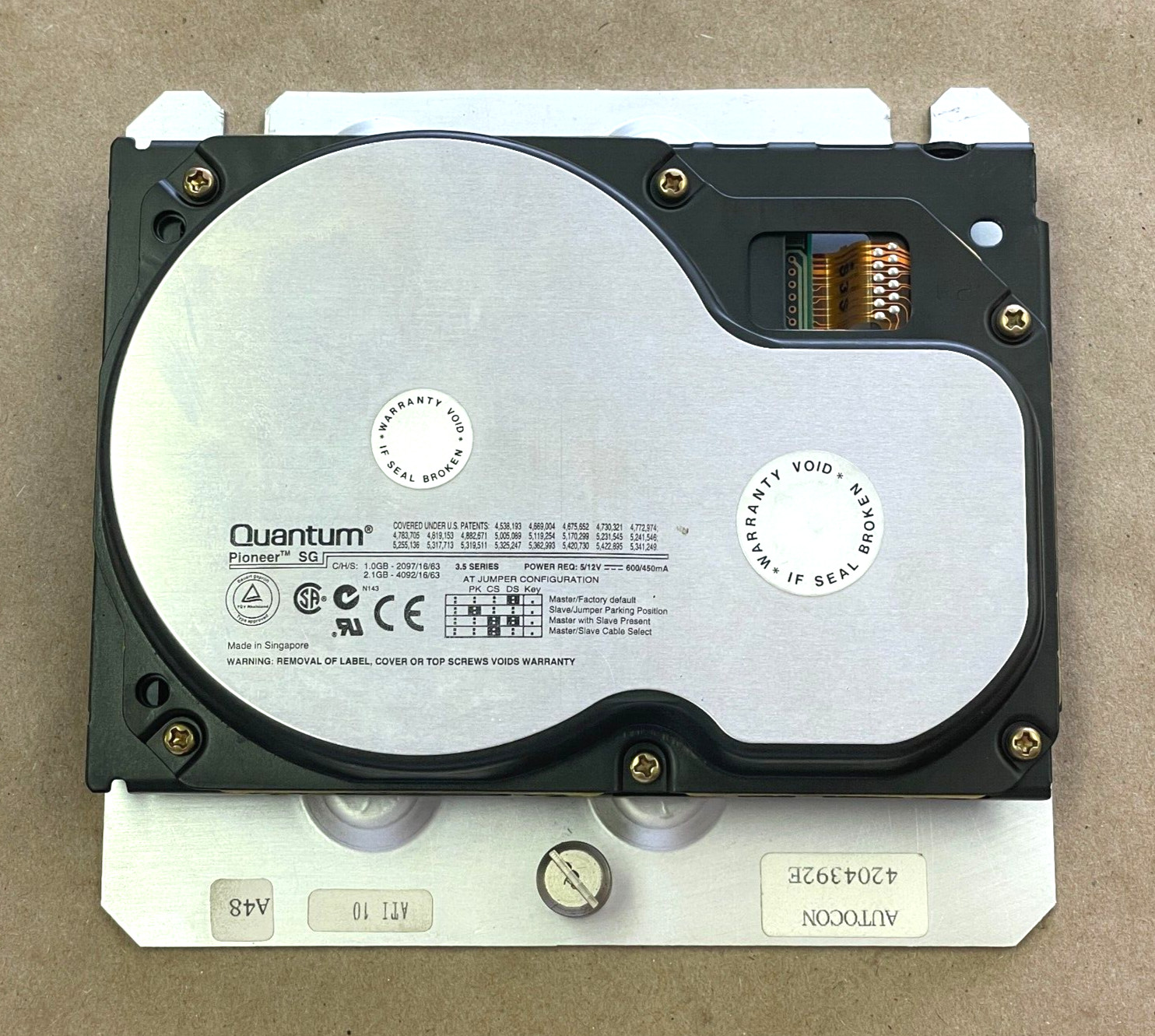 QUANTUM PIONEER SG 3.5 SERIES HARD DRIVE, P/N SG10A011 REV 01-D, ITEM A