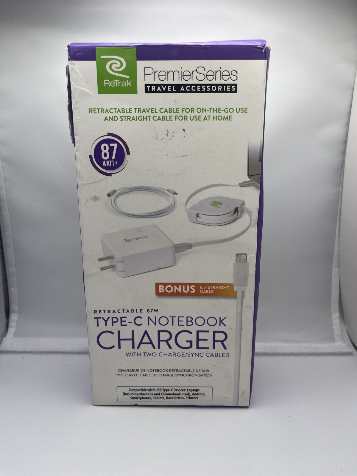 ReTrak USB-C Laptop Charger 87w Retractable