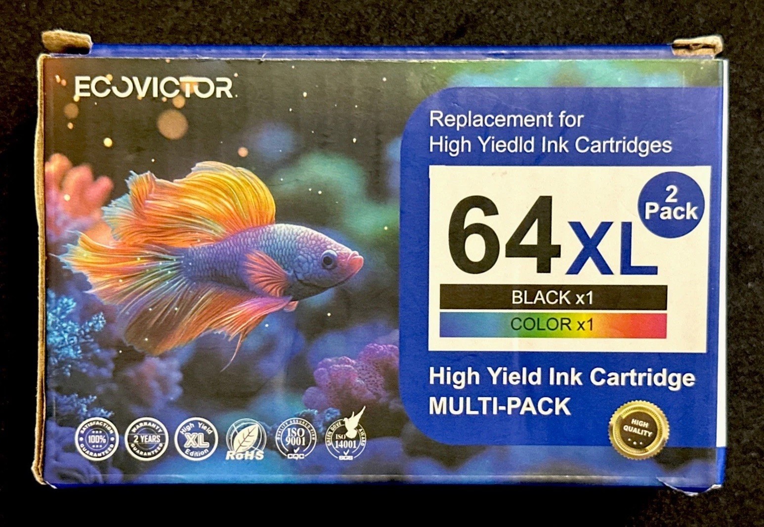 Eco Victor 64XL Ink 2-Pack Black & Color HP Envy Inspire Tango Open Box 08/27exp