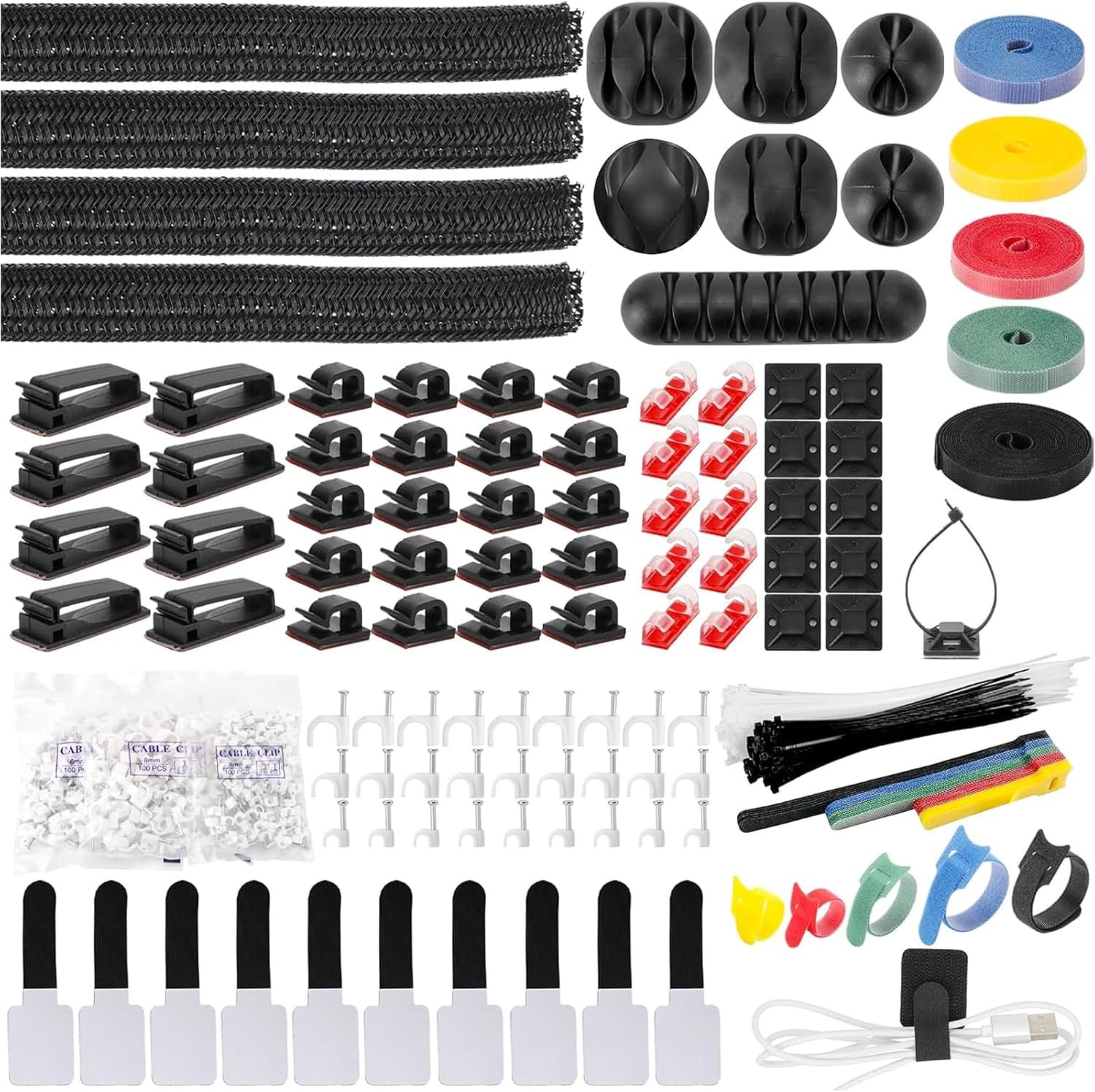 Cable Management Kit, 600 PCS Cord Organizer Set for Desk, TV & PC