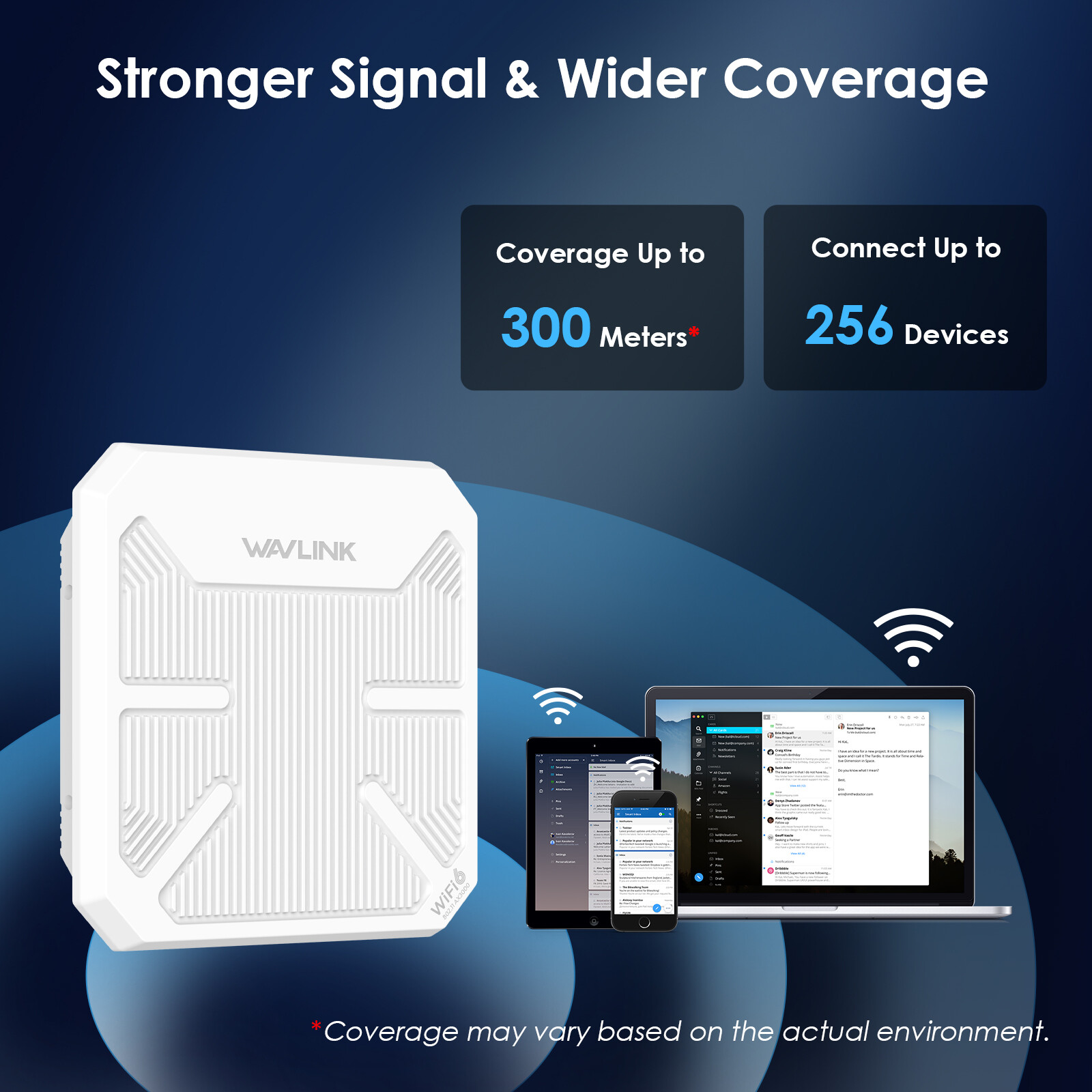 AX3000 WiFi 6 Outdoor AP IP67 3km Range 256 Devices PoE & High-Gain Antennas