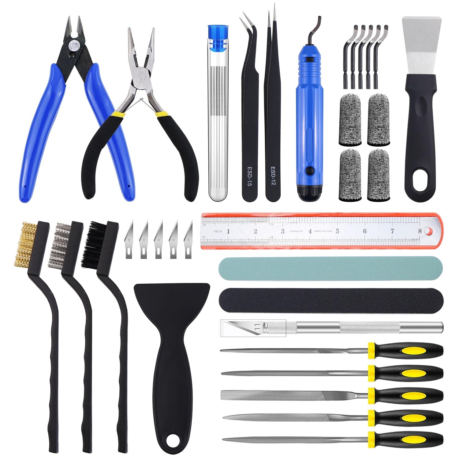45 Pcs 3D Printer Tool Kit - Nozzle Cleaning, Deburring Tools, Scrapers & More