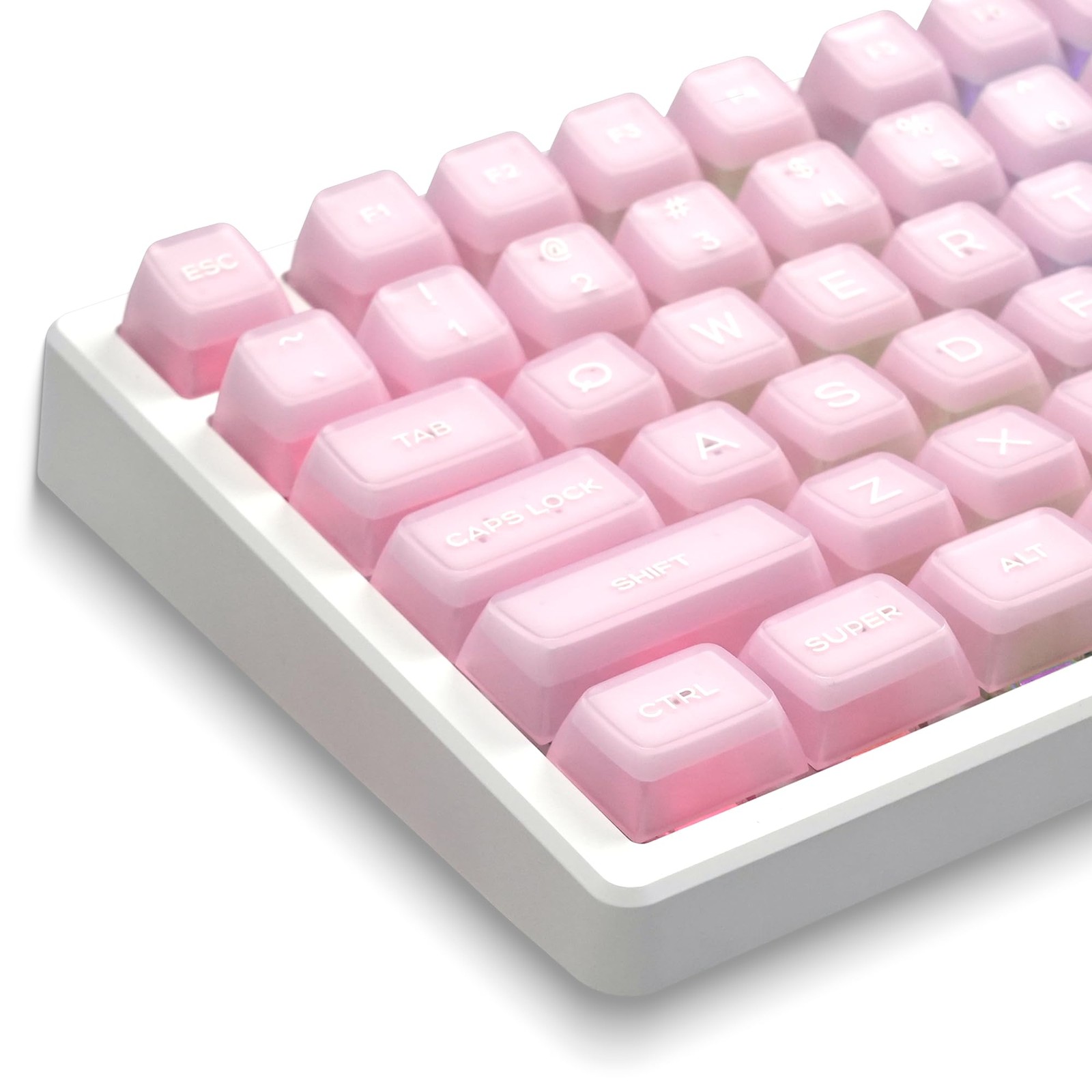 132 Keys Translucent Pink PBT Double Shot Keycap Set MDA Profile Custom