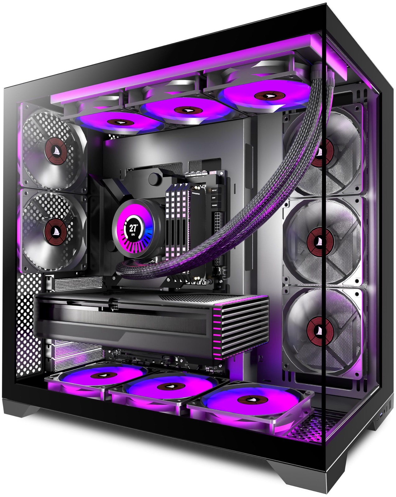 KEDIERS PC CASE ATX 5 Fans Pre-Installed, Type-C Mid Tower Computer Case