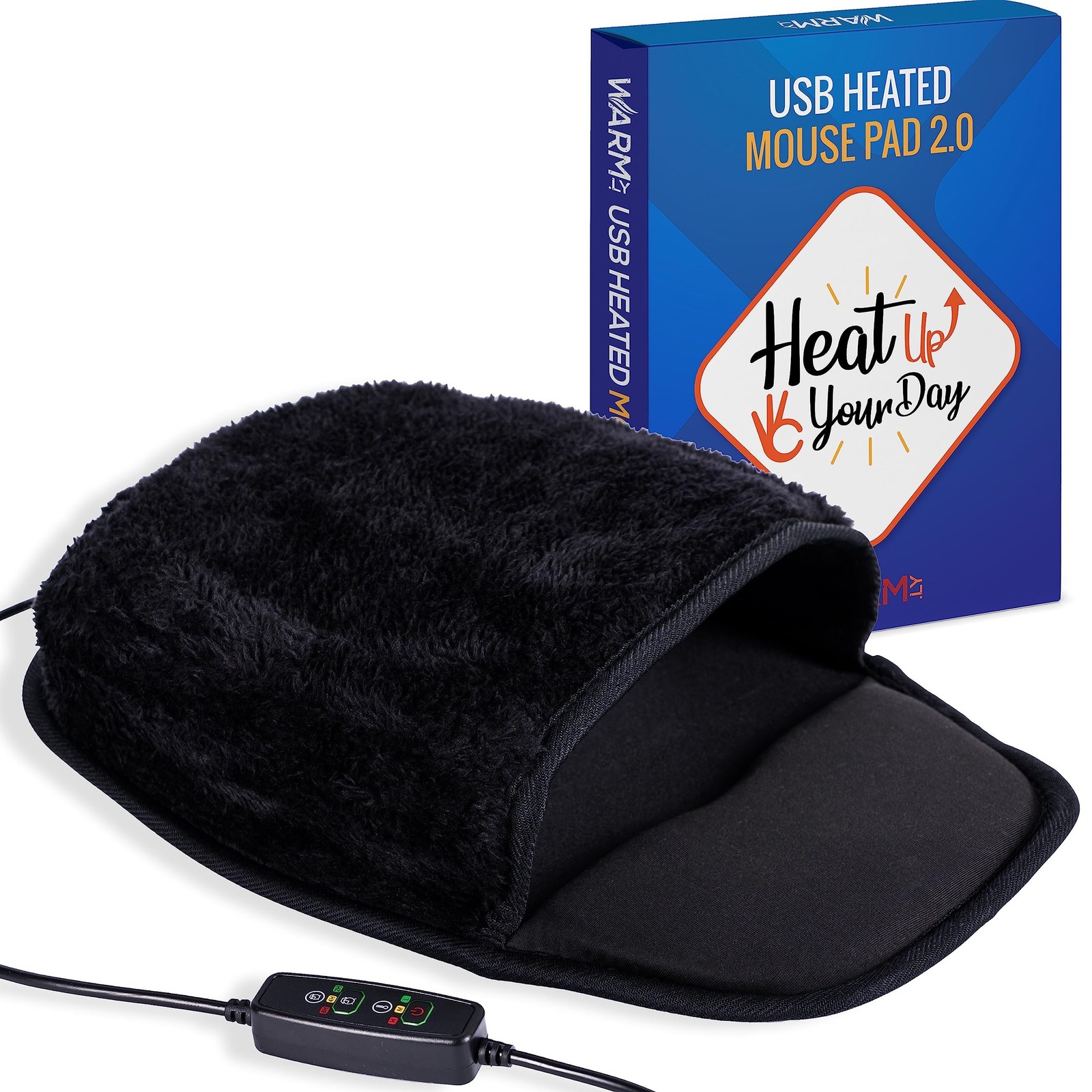 USB Heated Mouse Pad Hand Warmer - 3 Temperatures/Time Limits - Controller In...