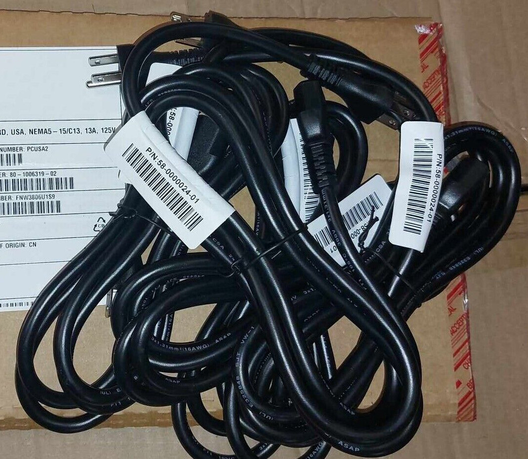 (2|4|10 Pack) Ruckus 6ft Black Power Cord PCUSA2, Nema 5-15/C13, 13A 125V, 16AWG