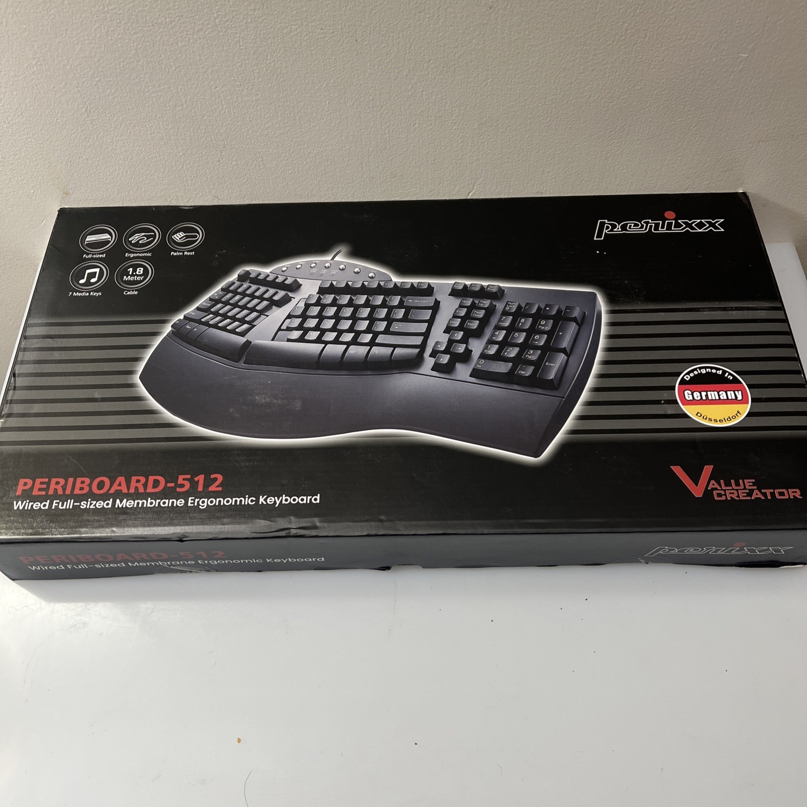 Perixx Periboard 512 Ergonomic Split Keyboard Natural Design Black MIB Sealed
