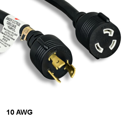 Kentek 6' NEMA L5-30P to L5-30R Extension Power Cable 10 AWG 30A SJT Heavy-Duty