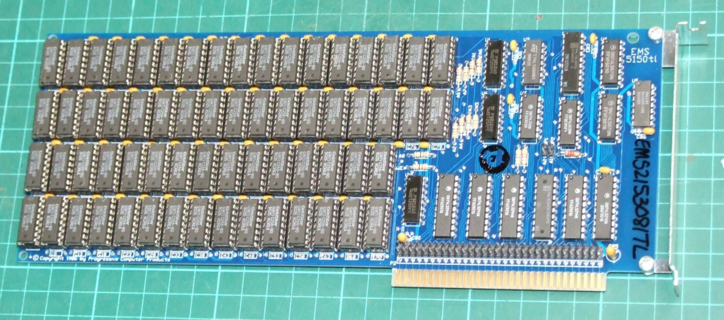 1986 Progressive Comp Prod Tandy 1000 EMS 5150TL RAM Card w/64 C256-80 Chips