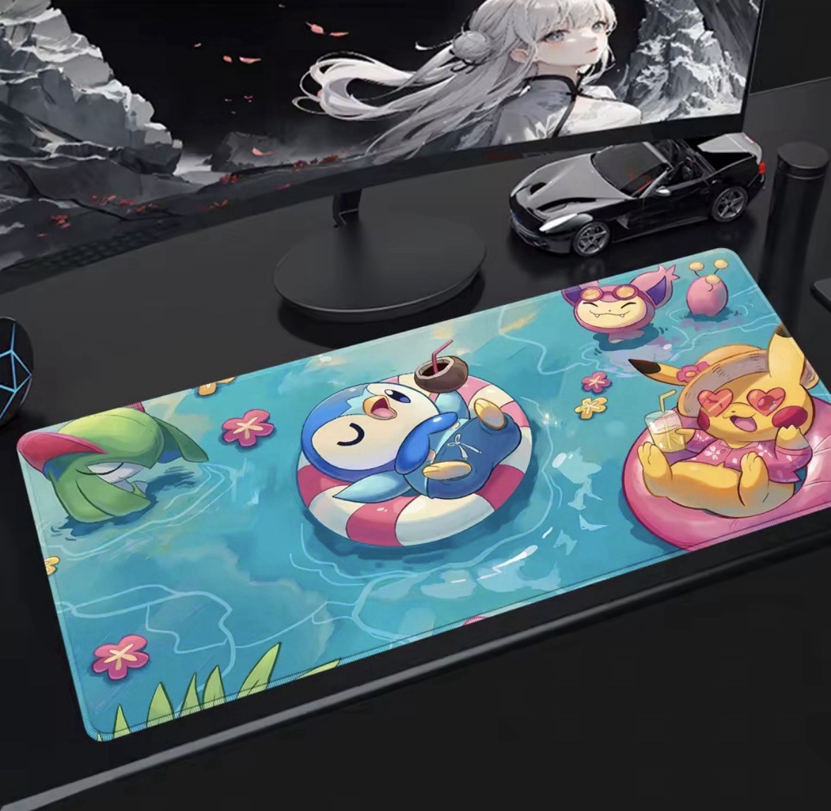 Piplup Pokémon Custom Gaming Desktop Table Playmat Card CCG Pad Mousepad 24”