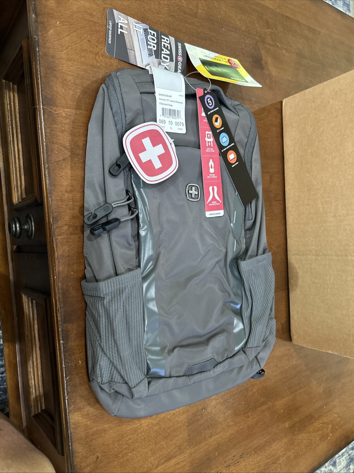 SwissGear IBU Gray Polyester Laptop Backpack for 15in Laptop, Padded