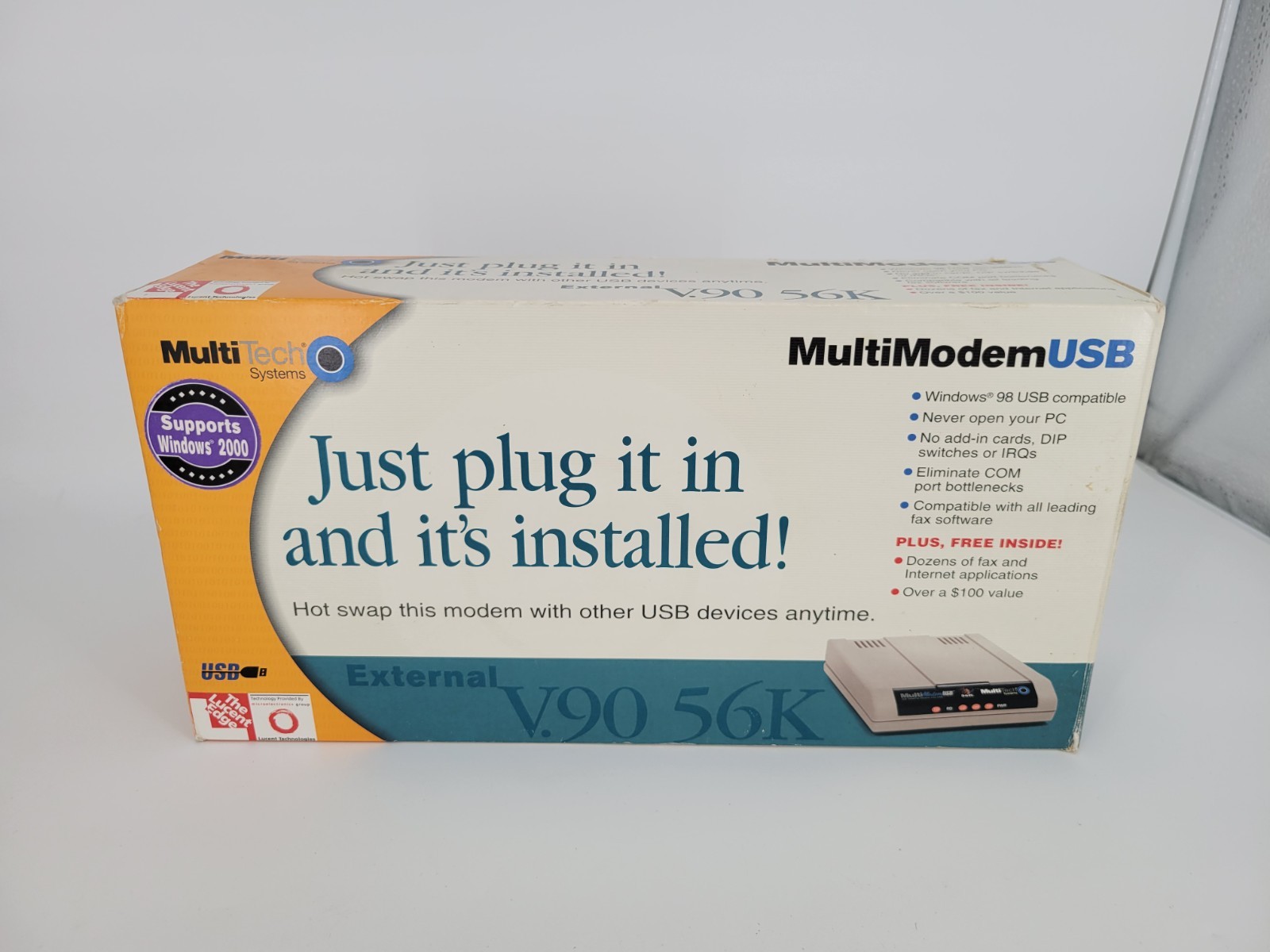 Multi-Tech MT5634ZBA-USB-V92 MultiModemUSB V.92/56K Data/Fax Modem W/Box