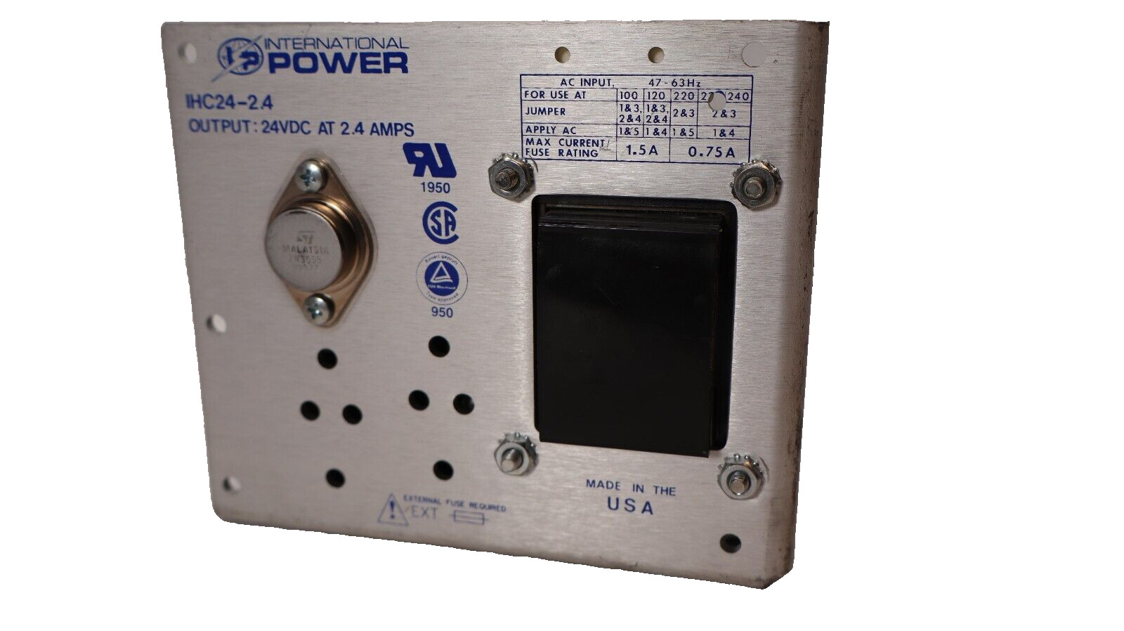 INTERNATIONAL POWER IHC24-2.4 24Vdc at 2.4Amp Power Supply