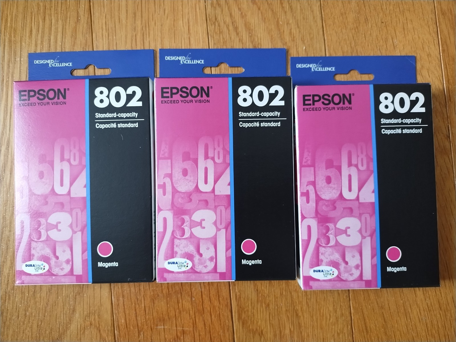 2028 Genuine Lot 3 EPSON 802 MAGENTA INK WORKFORCE WF-4720-4740 EC-4020-4040 NEW