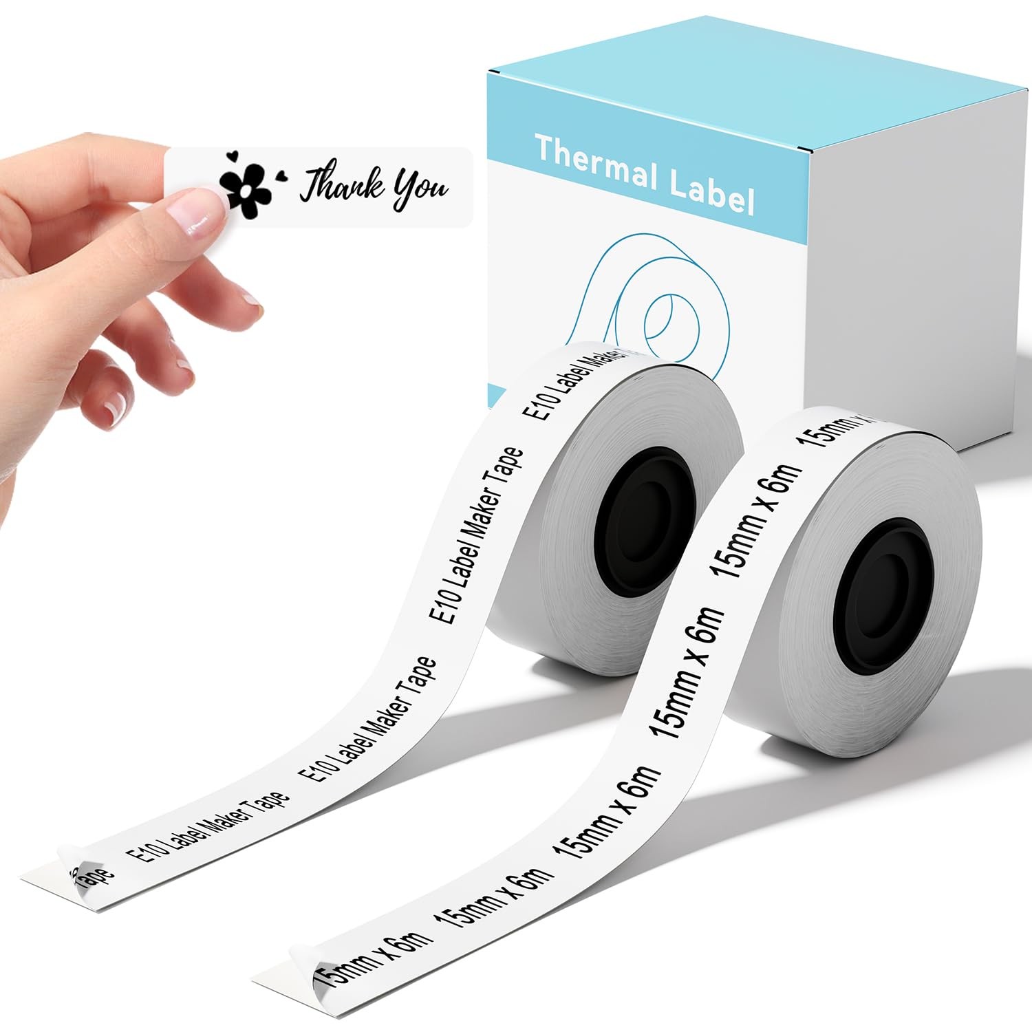 2 Packs Compatible with Supvan E10 & E11 Labeling Machine Tape White