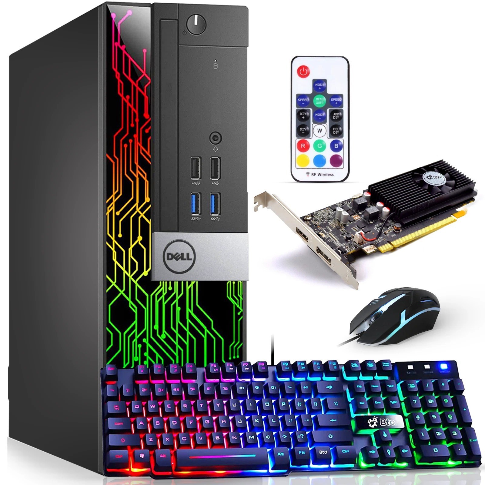 Dell RGB Gaming Desktop PC i7-6th 16GB RAM 256GB SSD NVIDIA GT 1030 RGBK&M Win11
