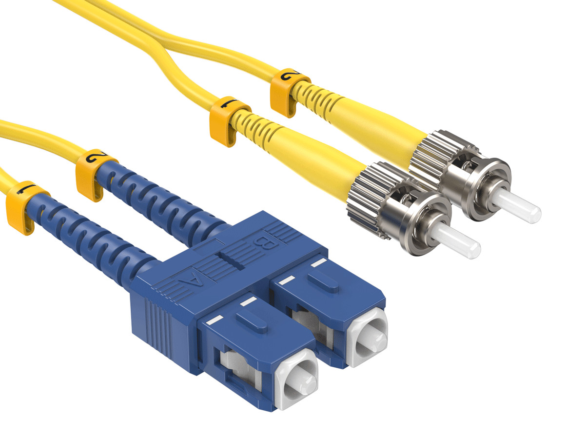 10m OS2 SC to ST UPC Duplex Corning Fiber Optic Cable SingleMode 9/125 OFNR R...