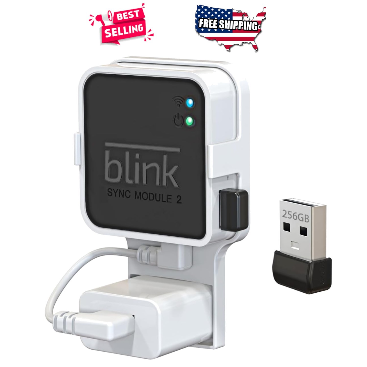 Blink Security System 256GB USB Flash Drive with Space-Saving Wall Mount Bracket