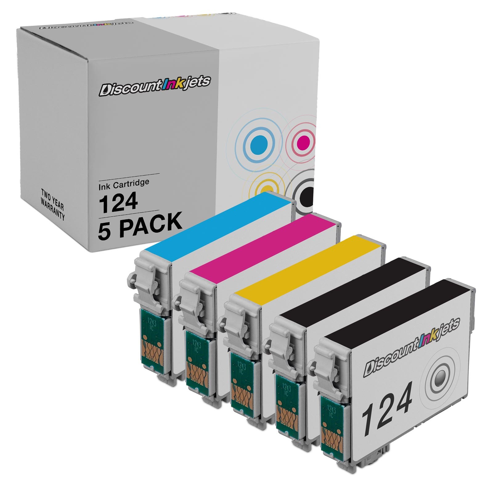 5PK Reman Ink Cartridge Set for Epson 124 T124 Printer WorkForce 320 323 325 435