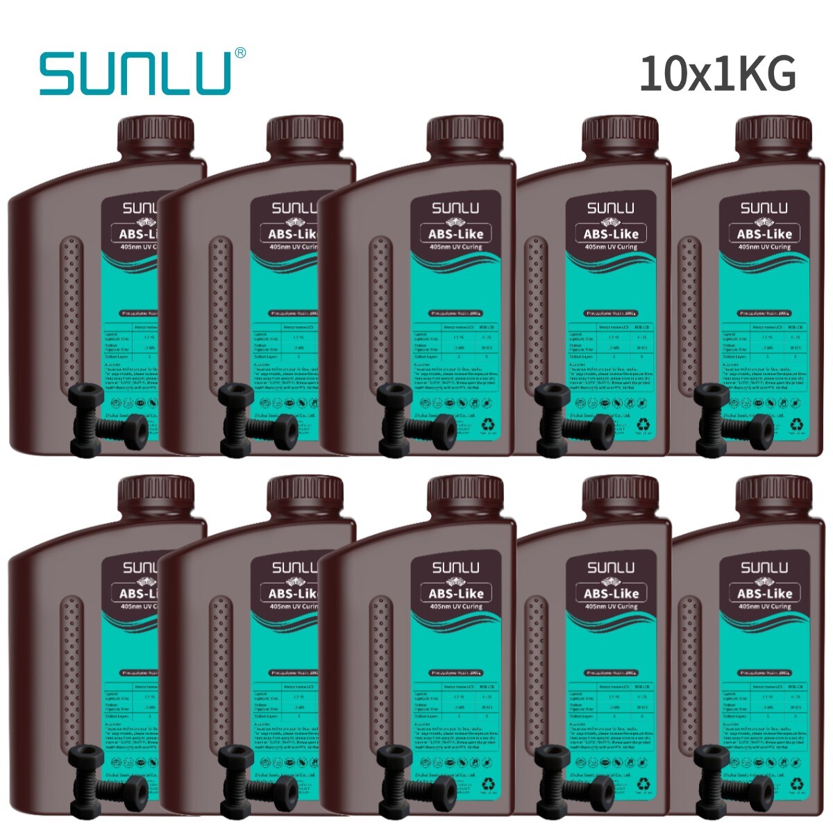 Sunlu 10×1KG ABS Like Photopolymer 3D Printer Rapid Resin LCD UV-Curing 405nm