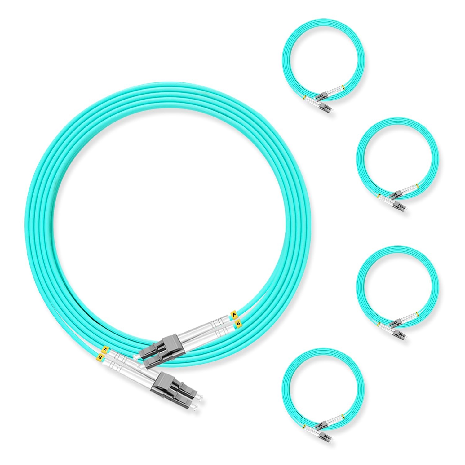Lebrudos 5Pcs 3 Meter Multi-Mode Fiber Optic Patch Cord LC UPC to LC UPC Dupl...