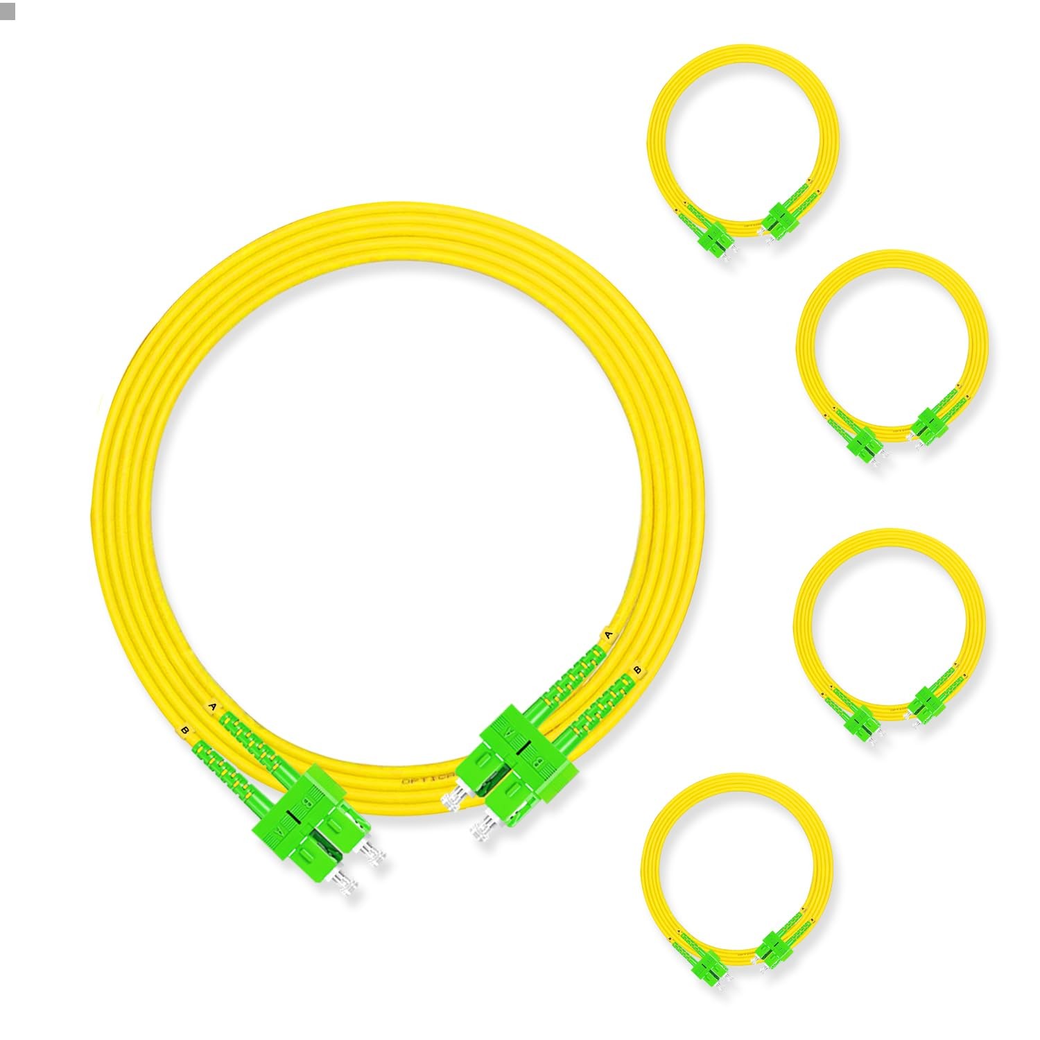 5Pcs 3 Meter Fiber Optic Patch Cord SC APC to SC APC, Duplex Single Mode Fibe...