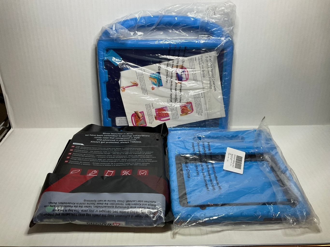 Lot of 3 Blue Table Protection Cases for Kids (iPad 10.9 & Fire 7 & iPad Mini) 