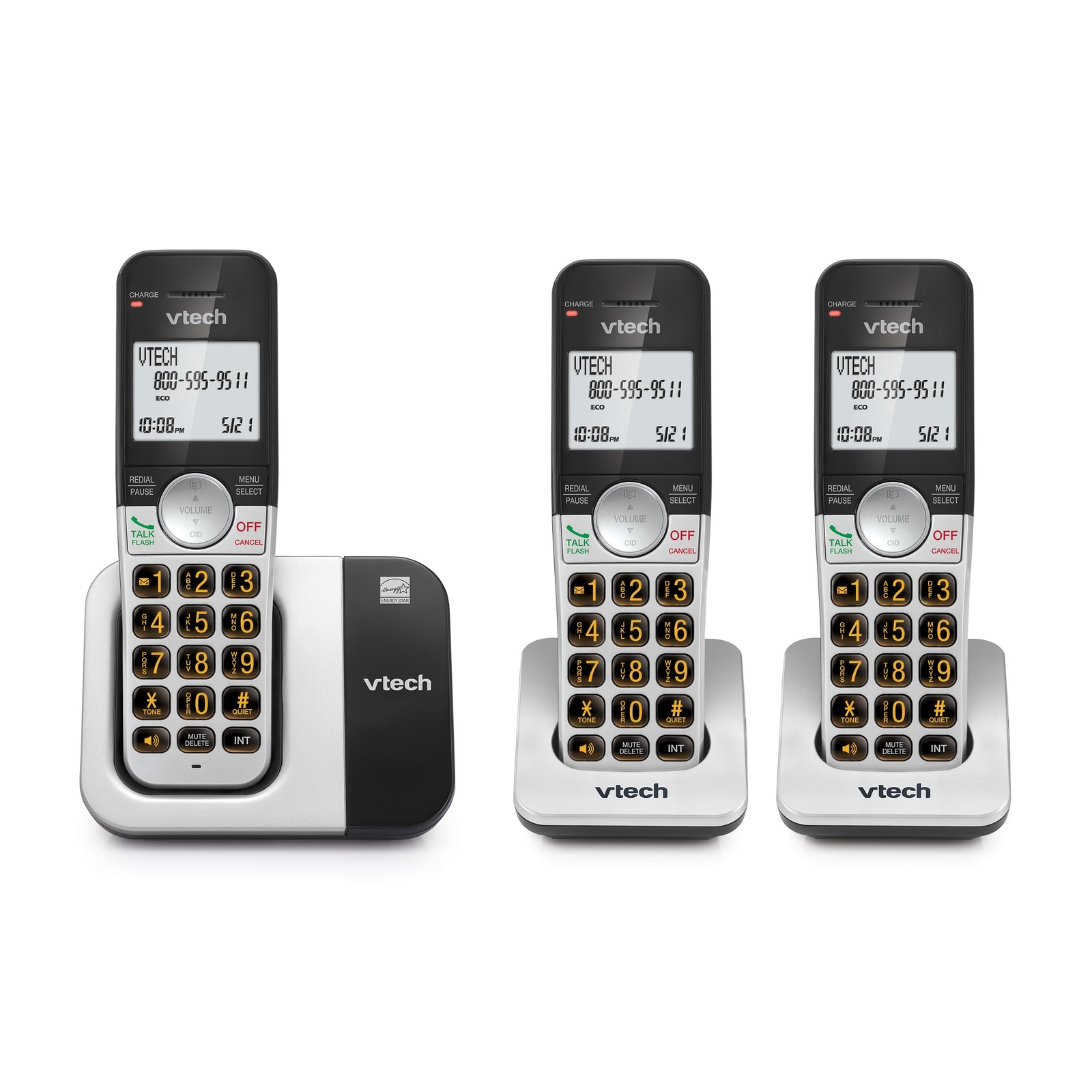Cordless Phone 3 Handset DECT 6.0 Large Display Caller ID VG231-3 VTech Buttons