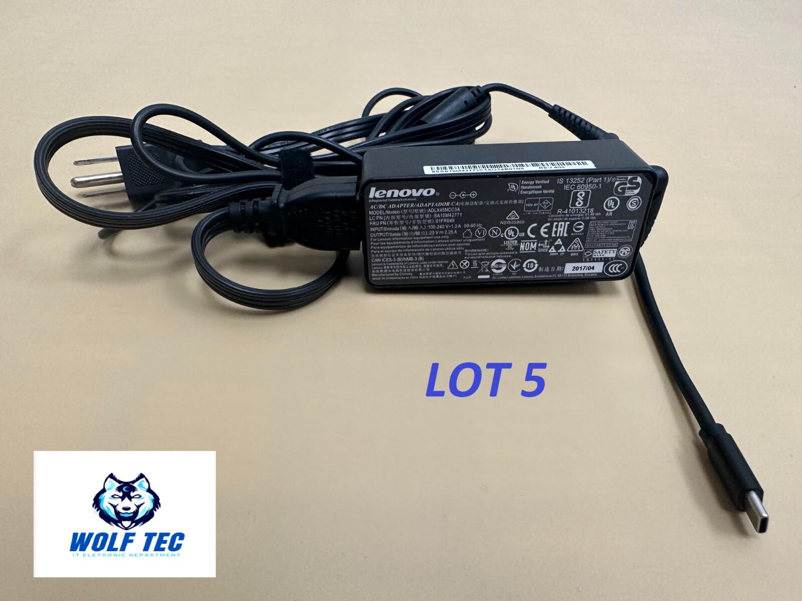 LOT 5 USB Type-C 45W HP Chromebook Lenovo Dell Acer Samsung Laptop Charger Power