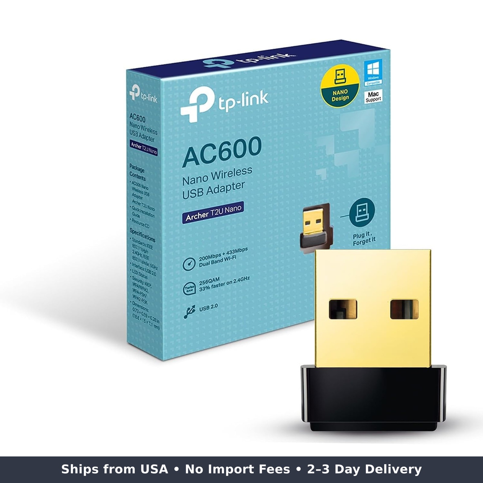 Nano Ac600 USB Wifi Adapter For Desktop PC- 2.4G 5G Dual Band
