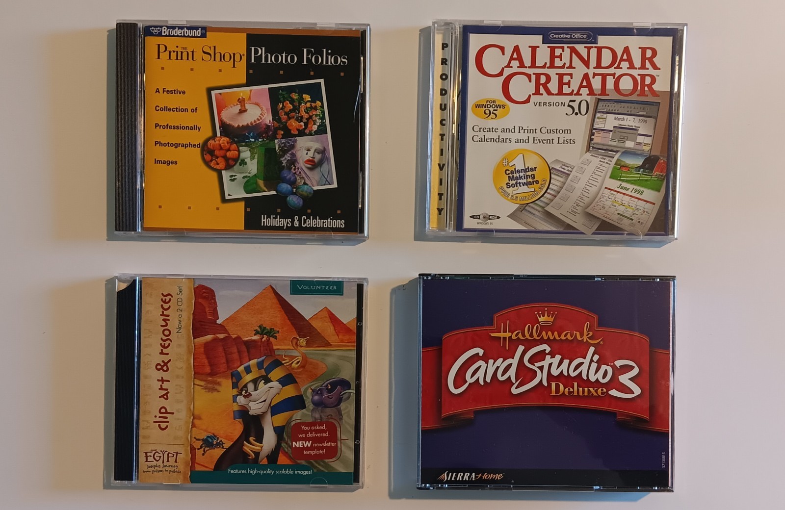 Vintage PC Software Lot Windows 95 XP CD-ROM Card Studio Calendar Creator Print