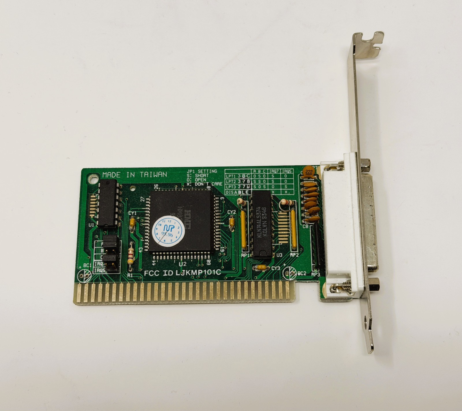 HMC LJKMP101C 8-Bit ISA Parallel LPT Printer Port Card Vintage IBM PC XT Retro