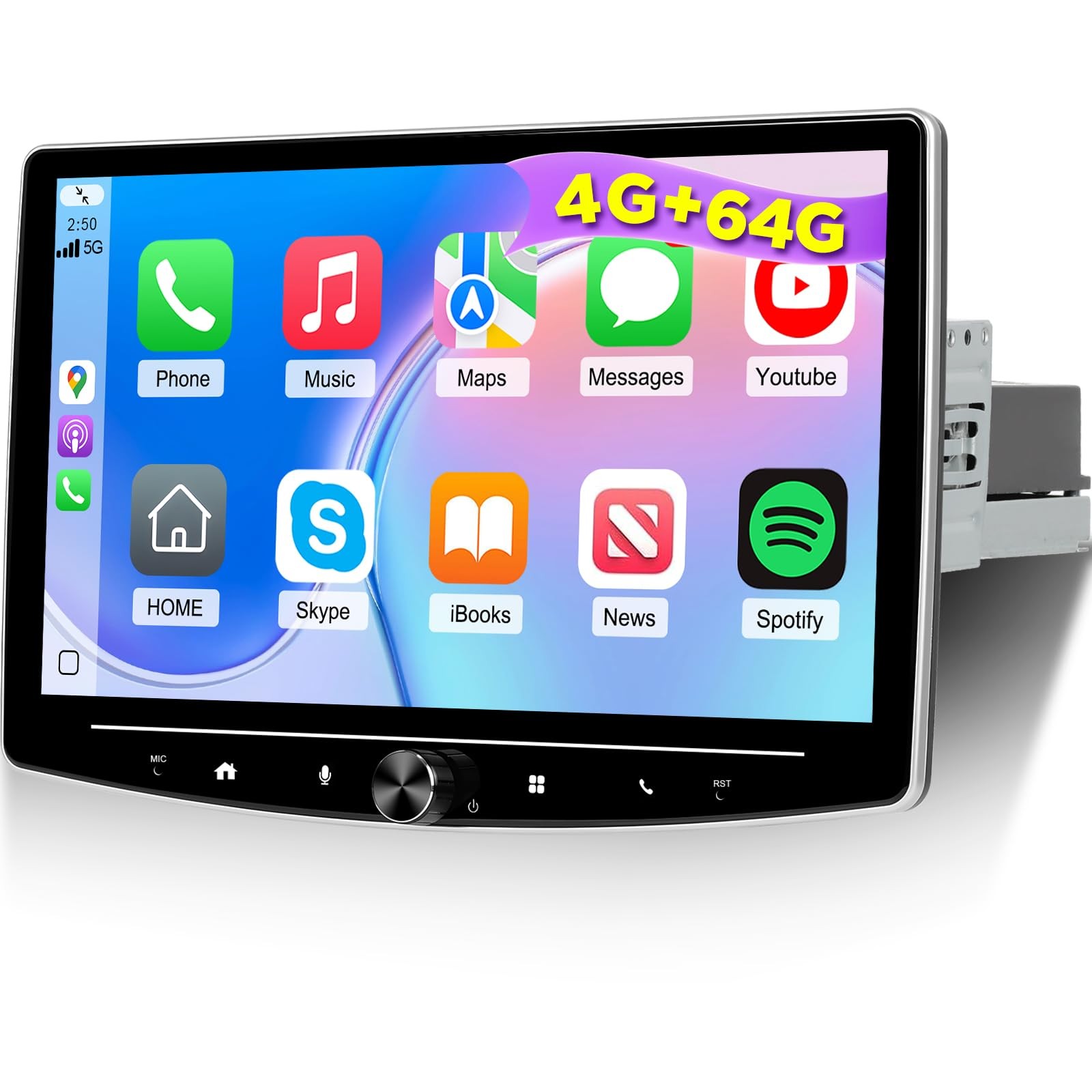 [4G+64G] 10 inch Android Single Din Car Stereo Rotatable Carplay Radio
