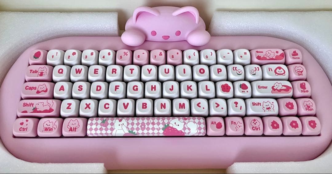 YUNZII Cat Ear Pink Wireless Keyboard YUNZIIC68 JP Unused