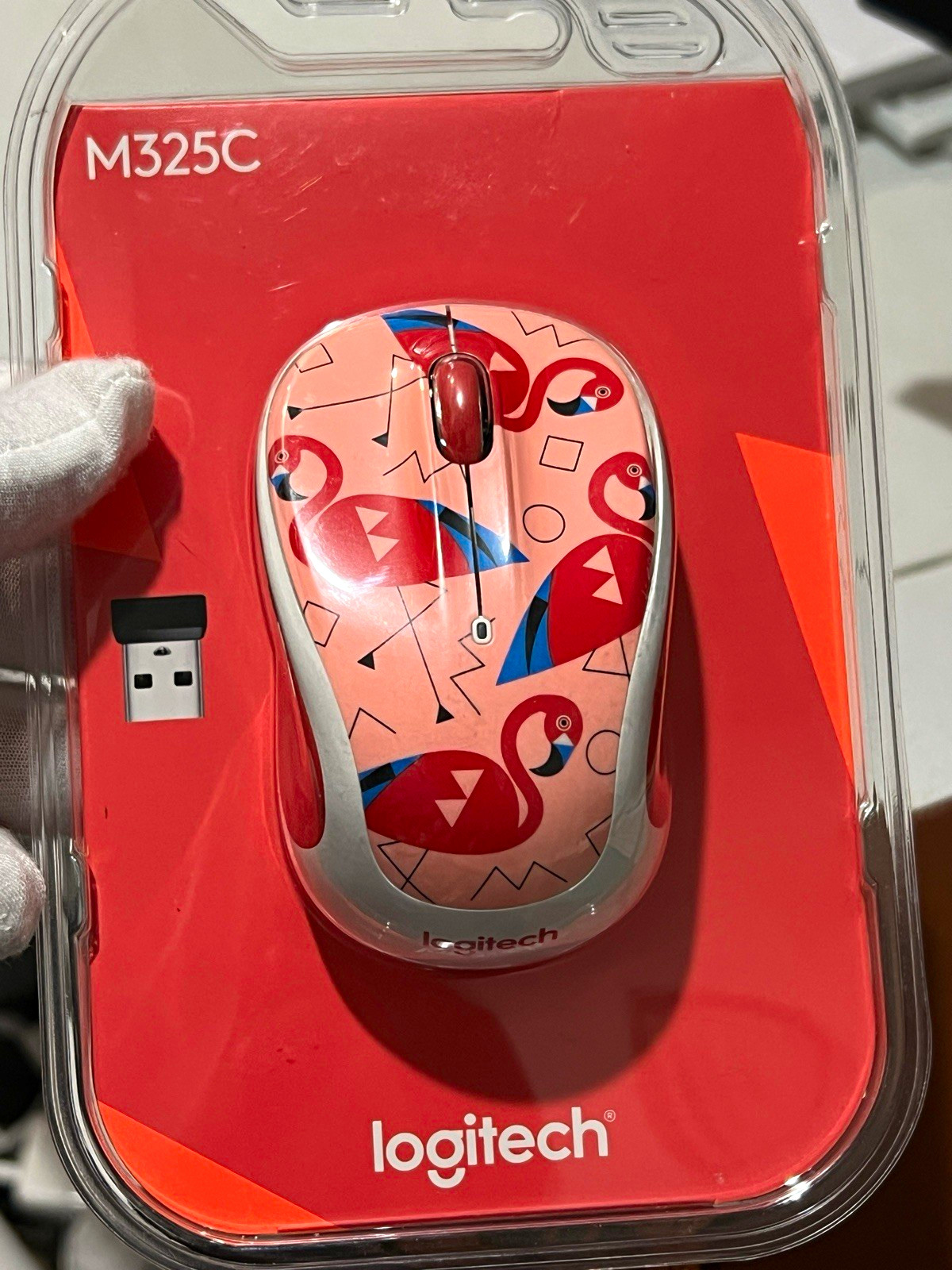 Logitech M325C Wireless Optical Mouse 1000 DPI 3-Button Scroll USB Pink/Red