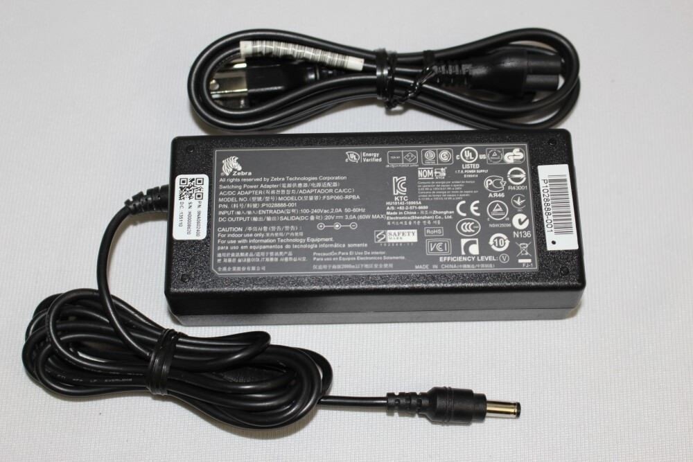 Genuine Zebra 60W 20V 3.0A AC Power Adapter Charger FSP060-RPBA SAWA-31-30020