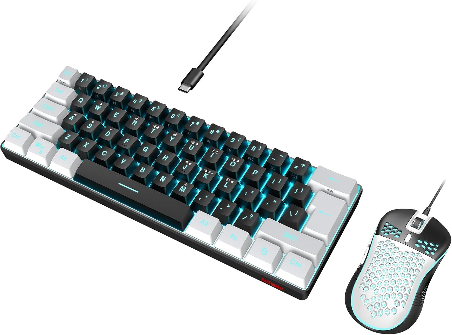 60% Gaming Keyboard and Mouse Combo, Ultra-Compact 61-Key RGB Backlit Mini Keybo