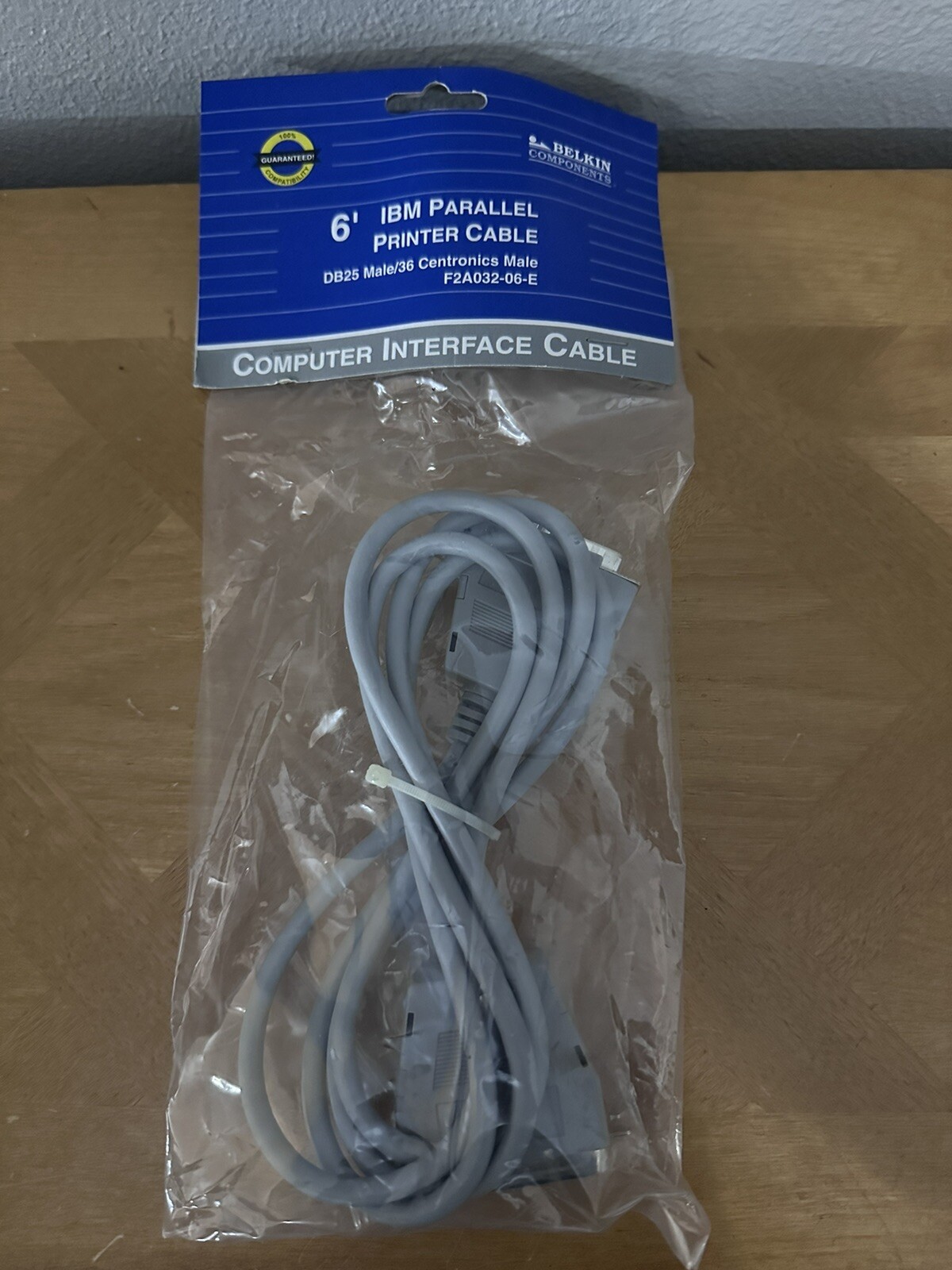 Parallel Printer Cable Grey 6 feet BELKIN Components F2A032-06 New Sealed