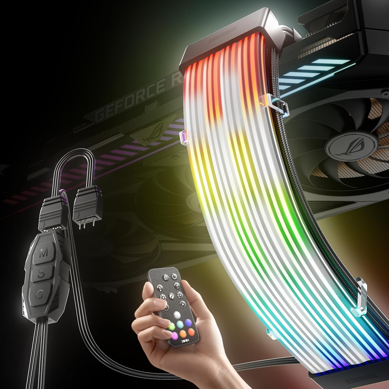 Aurora Pro RGB Cable Cover with 108 Addressable Leds, RGB Power Cable Cover for