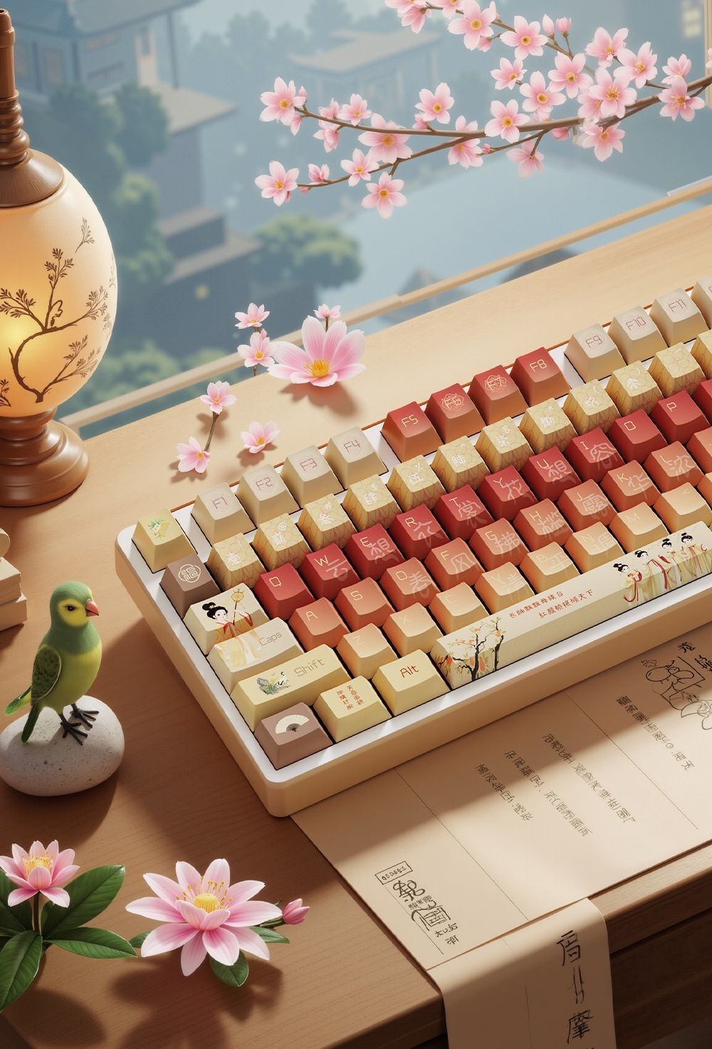 Qing Ping Diao PBT Keycap Set Cherry Profile Chinese Style 108/158 Keys