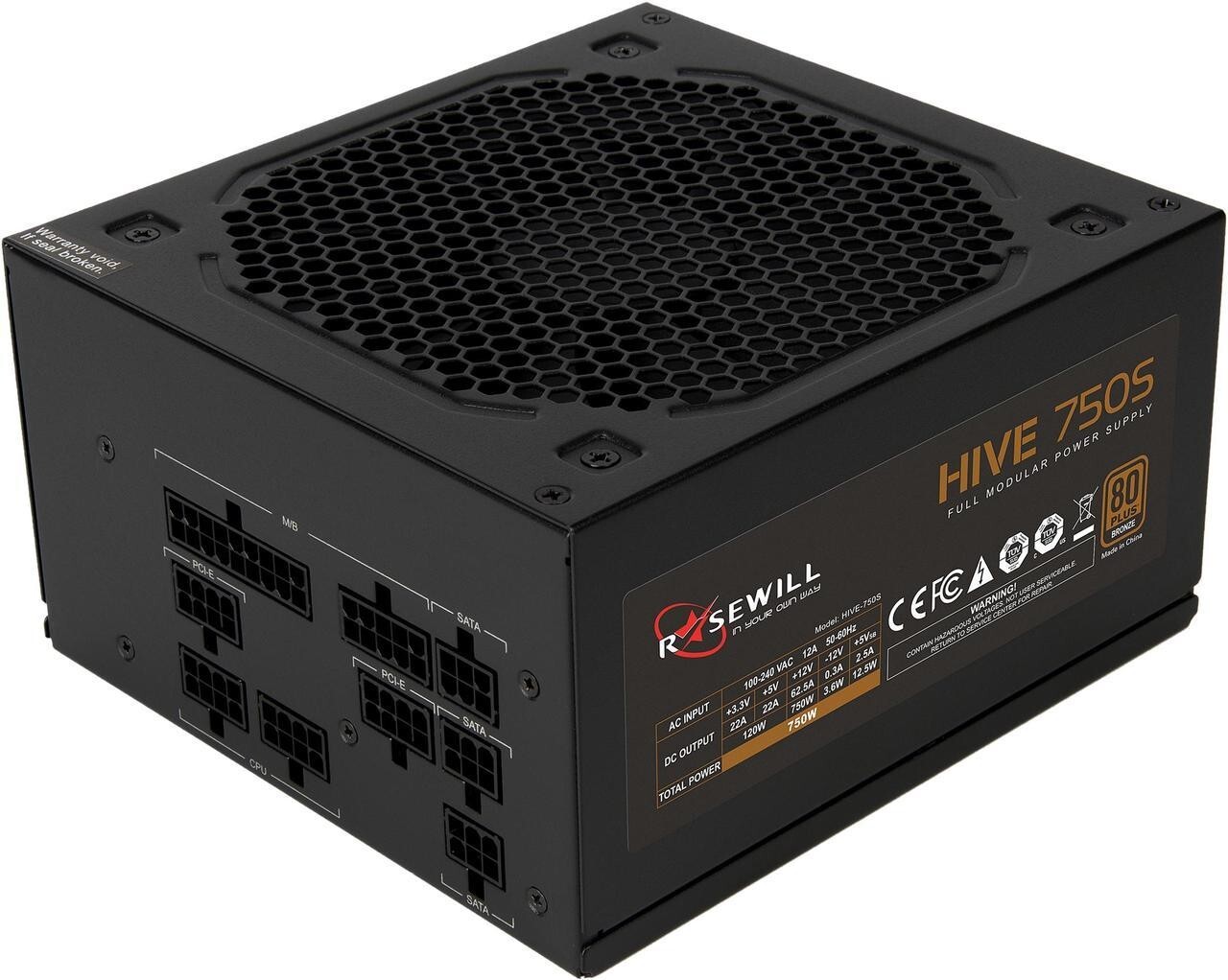Rosewill HIVE-750S 750W 80 PLUS BRONZE Fully Modular Power Supply - Black