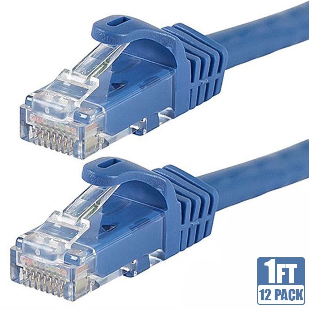 12x 1FT CAT6 RJ45 Ethernet LAN Network UTP Patch Cable Copper Wire 24AWG Blue