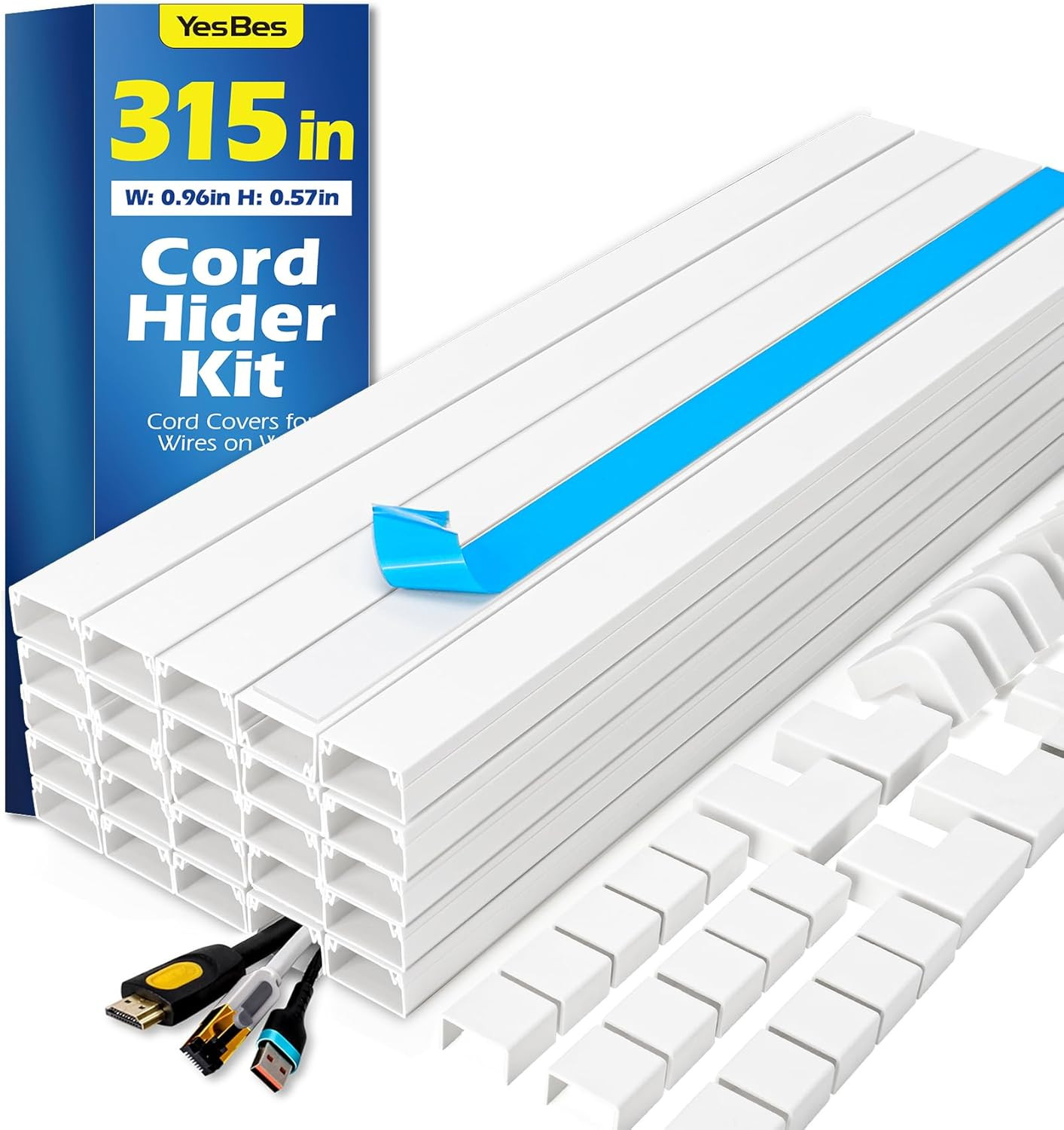 315In Cord Hider Kit, Paintable Cable Raceway, Wall Cord Covers